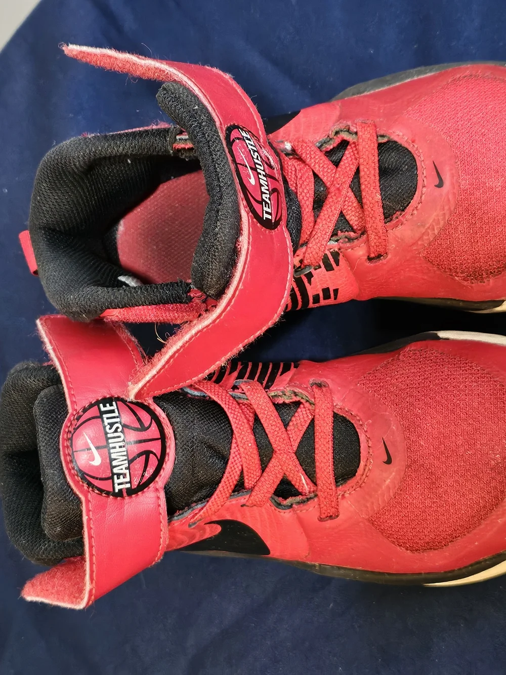 Nike Kids Red and Black High-Top Basketball Sneakers